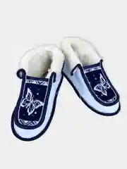 Бирюзовый чуни-тапочки женские утепленные вязаные "Бабуши" от Soft Slippers