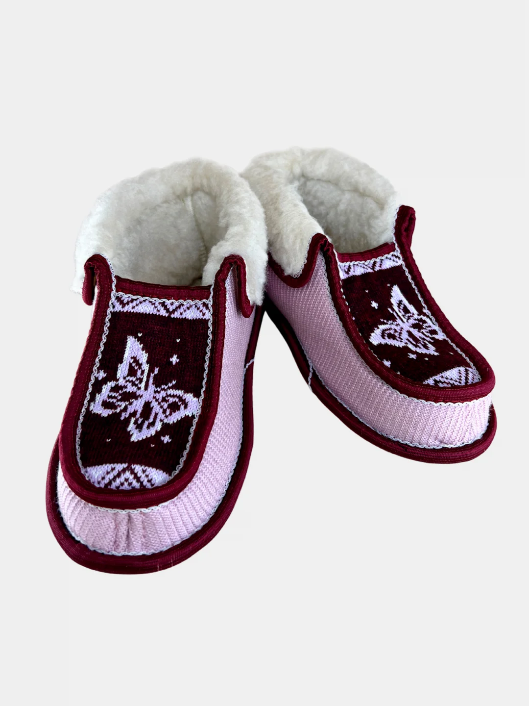 Розовый чуни-тапочки женские утепленные вязаные "Бабуши" от Soft Slippers