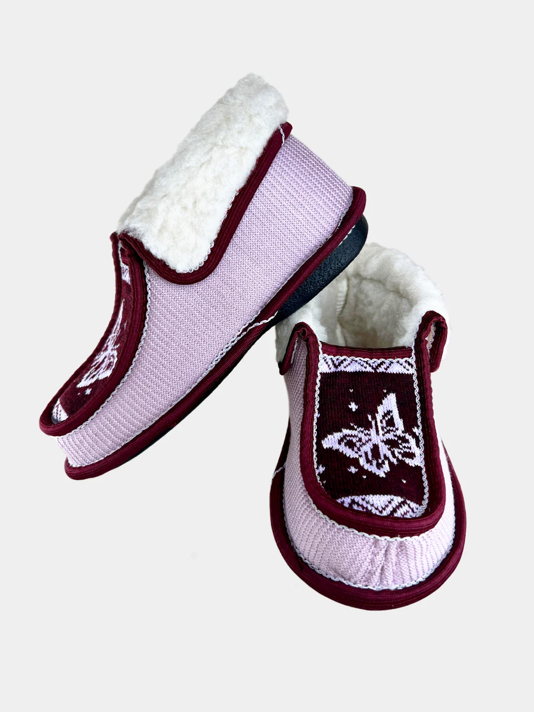 Розовый чуни-тапочки женские утепленные вязаные "Бабуши" от Soft Slippers