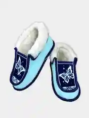 Бирюзовый чуни-тапочки женские утепленные вязаные "Бабуши" от Soft Slippers