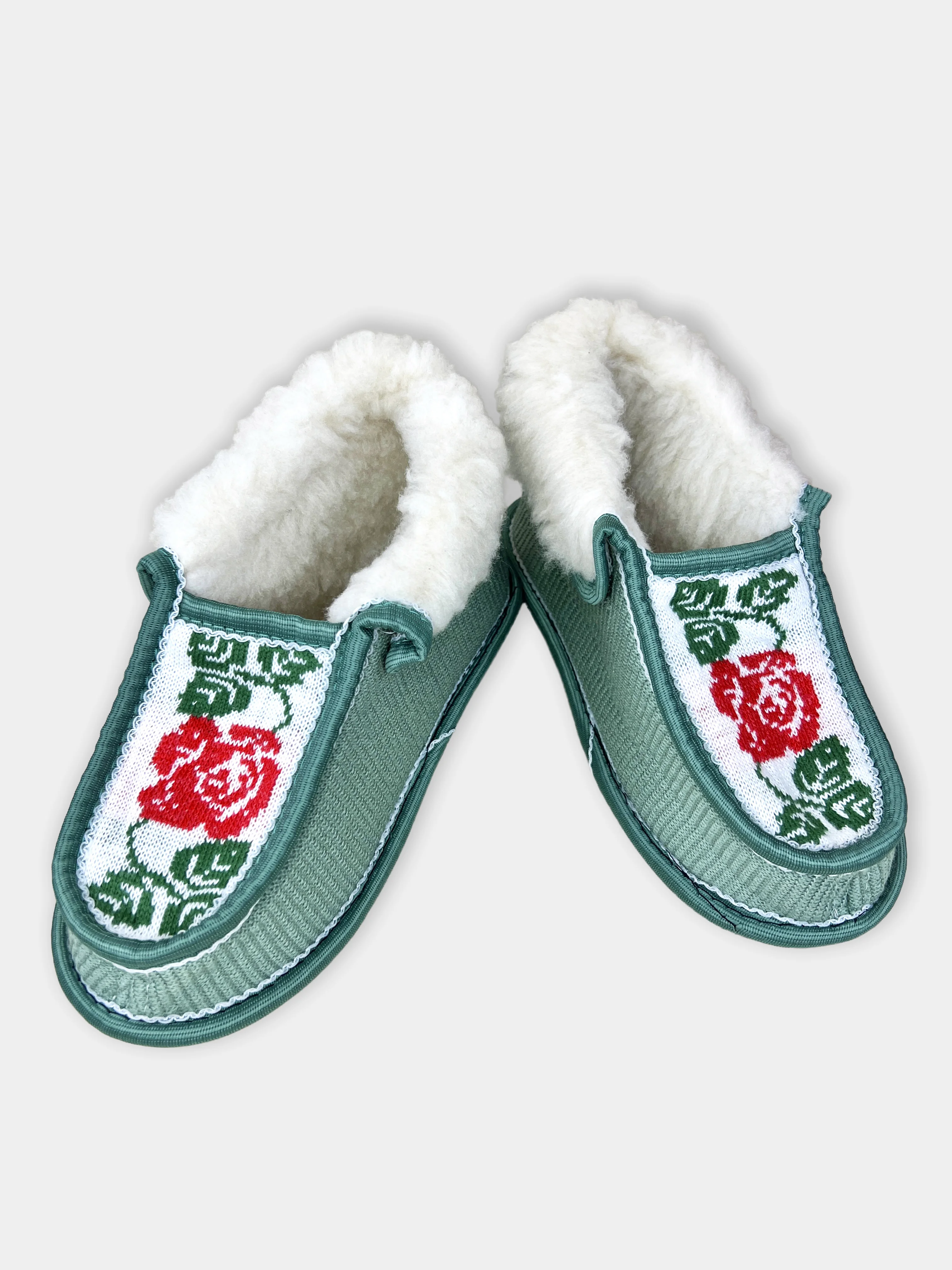 Бирюзовый чуни-тапочки женские утепленные вязаные "Бабуши" от Soft Slippers