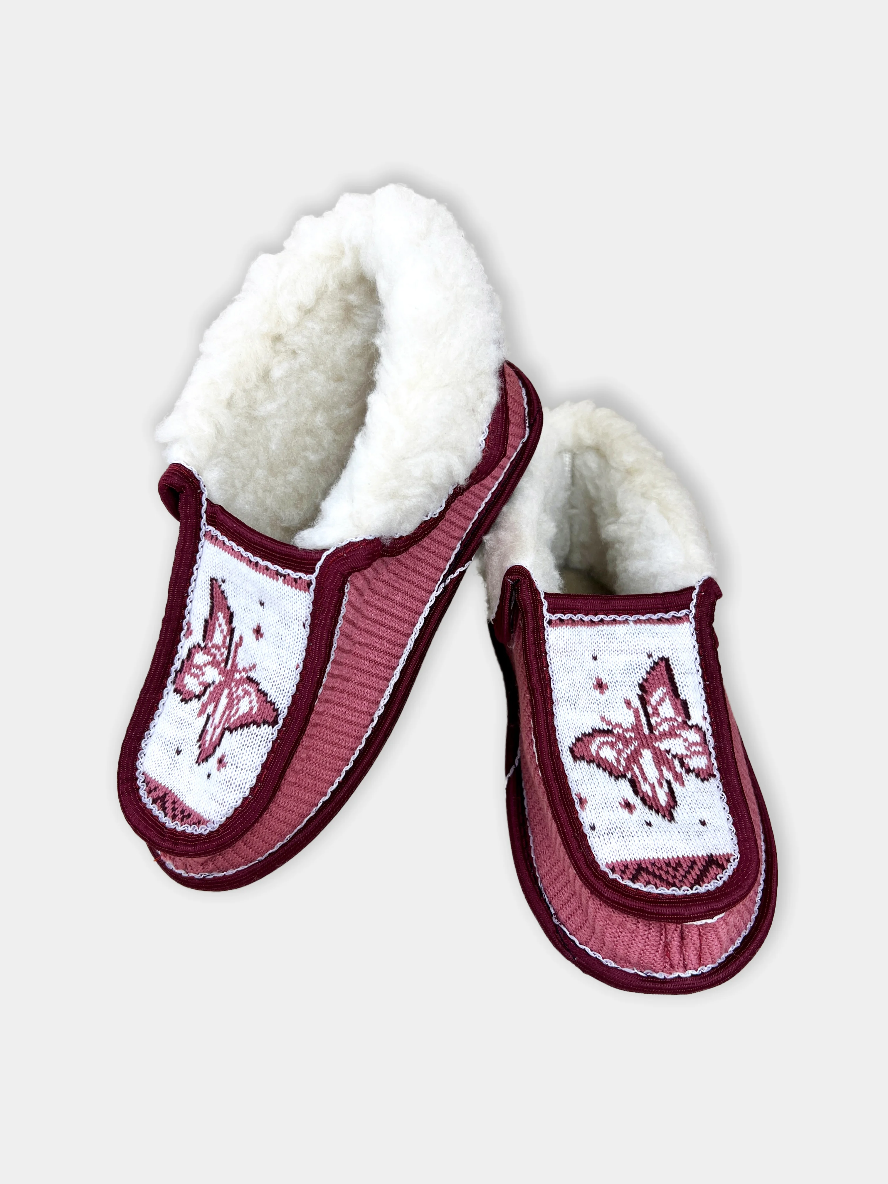 Бордовый чуни-тапочки женские утепленные вязаные "Бабуши" от Soft Slippers