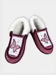 Бордовый чуни-тапочки женские утепленные вязаные "Бабуши" от Soft Slippers
