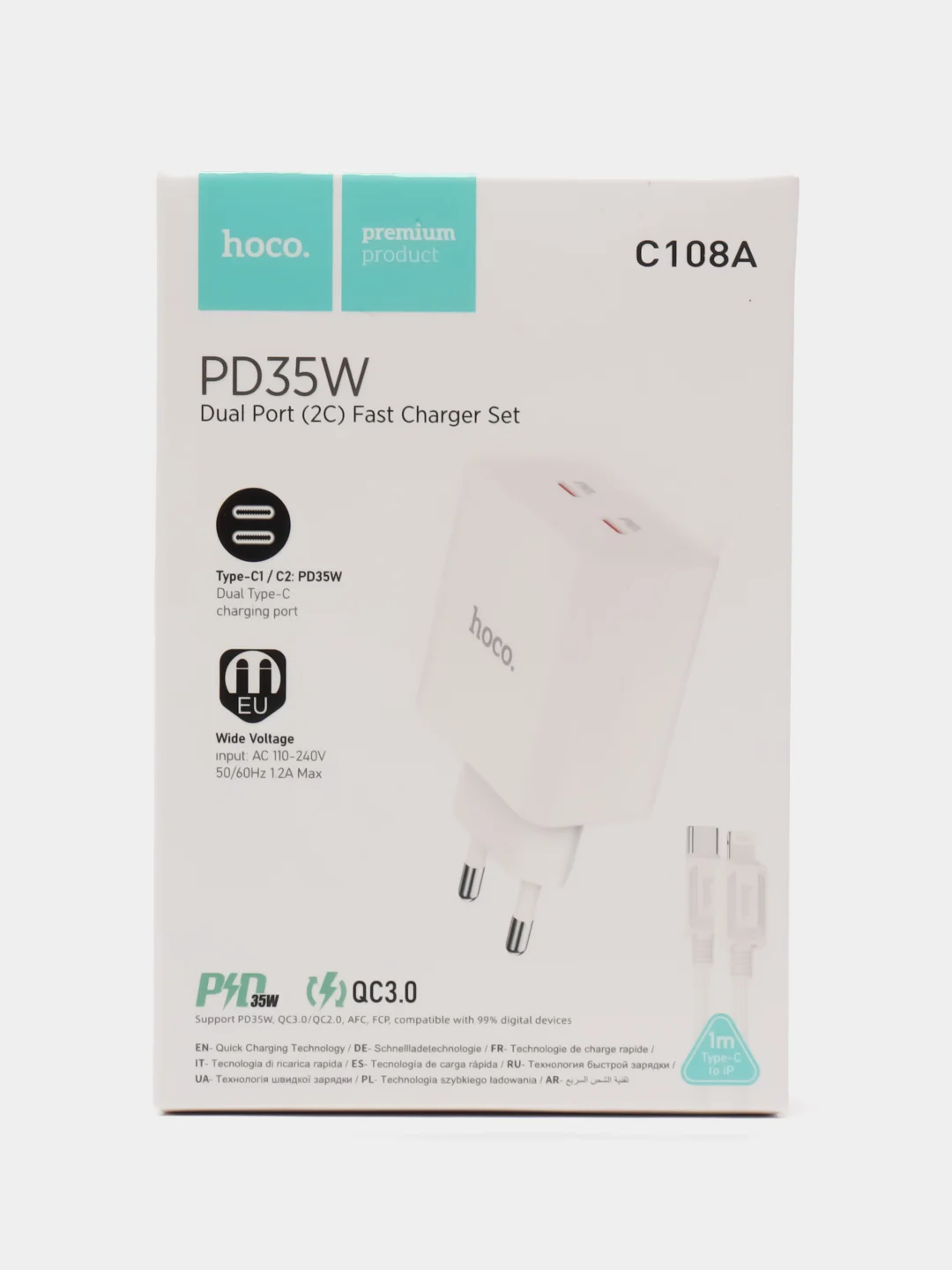 Белый сетевое зарядное устройство C108A PD35W, для зарядки Samsung, Apple, Honor, Huawei