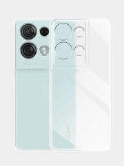 Чехол Oppo Reno 8 Pro 5G (Оппо Рено 8 Pro 5Г), прозрачный, силиконовый, с защитой камеры