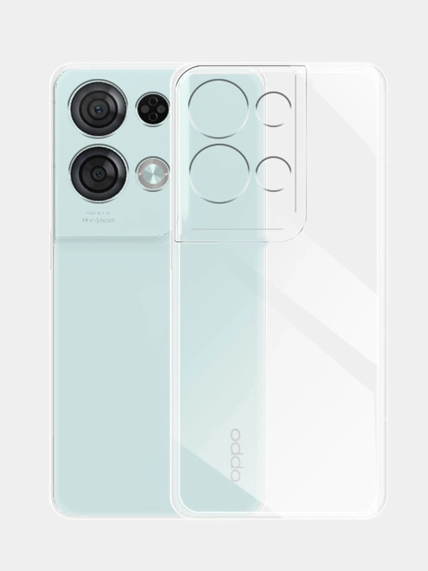 Чехол Oppo Reno 8 Pro 5G (Оппо Рено 8 Pro 5Г), прозрачный, силиконовый, с защитой камеры