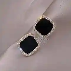 Серебряный серьги-гвоздики, серьги квадратные, серьги со стразами, элегантные серьги, серьги