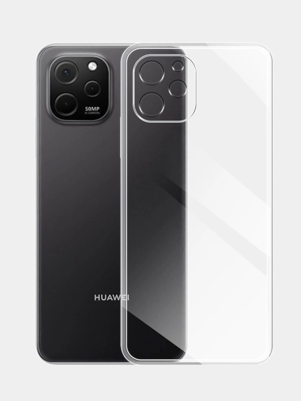 Чехол силиконовый на Huawei Nova Y61 (Хуавей Нова У61), прозрачный, с защитой камеры