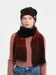 Черный комплект шапка женская бини и шарф Каролина