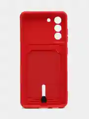 Вишнёвый чехол для Samsung Galaxy S21 FE, S21FE (Самсунг С21 ФЕ, С21ФЕ) силиконовый, с карманом