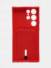 Вишнёвый чехол для Samsung Galaxy S23 Ultra (Самсунг Галакси С23 Ультра), силиконовый, с карманом