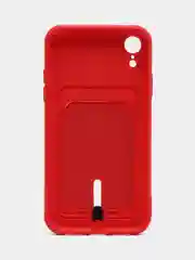 Вишнёвый силиконовый чехол для iPhone XR (Айфон ХР) с карманом для карт, чехол на айфон