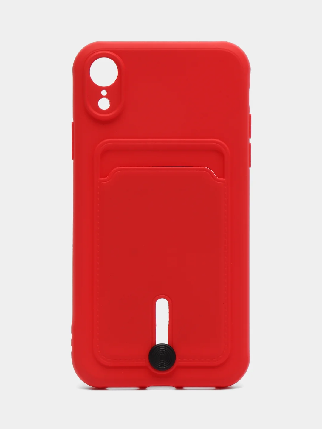 Вишнёвый силиконовый чехол для iPhone XR (Айфон ХР) с карманом для карт, чехол на айфон