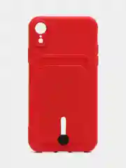 Вишнёвый силиконовый чехол для iPhone XR (Айфон ХР) с карманом для карт, чехол на айфон