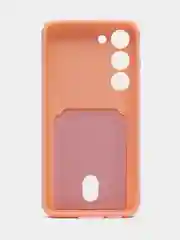 Пудровый чехол силиконовый на Samsung Galaxy S23 (Самсунг Галакси С23), с карманом