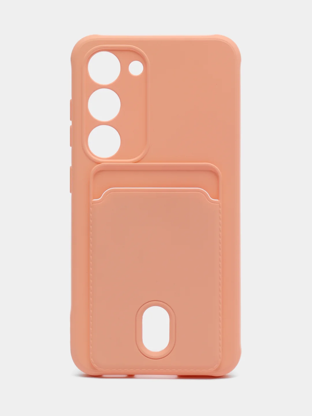 Пудровый чехол силиконовый на Samsung Galaxy S23 (Самсунг Галакси С23), с карманом