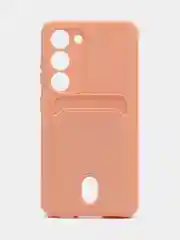 Пудровый чехол силиконовый на Samsung Galaxy S23 (Самсунг Галакси С23), с карманом