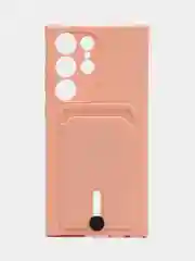 Пудровый чехол для Samsung Galaxy S23 Ultra (Самсунг Галакси С23 Ультра), силиконовый, с карманом