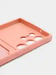 Пастельно-коралловый чехол для Samsung Galaxy S23 Ultra (Самсунг Галакси С23 Ультра), силиконовый, с карманом