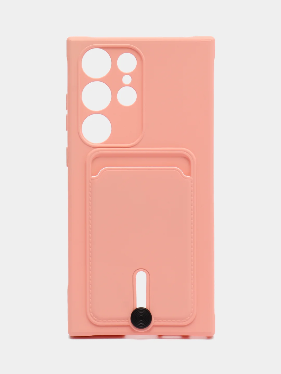 Пастельно-коралловый чехол для Samsung Galaxy S23 Ultra (Самсунг Галакси С23 Ультра), силиконовый, с карманом