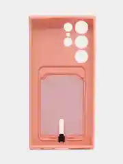 Пастельно-коралловый чехол для Samsung Galaxy S23 Ultra (Самсунг Галакси С23 Ультра), силиконовый, с карманом