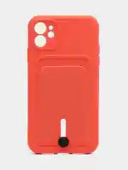 Коралловый силиконовый чехол для Apple  iPhone 11 (Айфон 11), чехол на айфон 11 с карманом