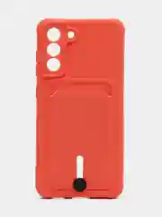 Коралловый чехол для Samsung Galaxy S21 FE, S21FE (Самсунг С21 ФЕ, С21ФЕ) силиконовый, с карманом