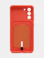 Коралловый чехол для Samsung Galaxy S21 FE, S21FE (Самсунг С21 ФЕ, С21ФЕ) силиконовый, с карманом