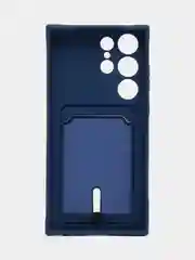 Синий чехол для Samsung Galaxy S23 Ultra (Самсунг Галакси С23 Ультра), силиконовый, с карманом