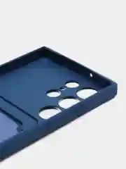 Синий чехол для Samsung Galaxy S23 Ultra (Самсунг Галакси С23 Ультра), силиконовый, с карманом
