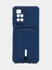 Синий силиконовый чехол для Xiaomi Redmi 10 ( Сяоми Редми 10 ) с карманом для карт