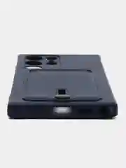 Темно-синий чехол для Samsung Galaxy S23 Ultra (Самсунг Галакси С23 Ультра), силиконовый, с карманом