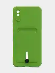 Лайм силиконовый чехол для Xiaomi Redmi 9A (Редми 9А) с карманом для карты, защита камеры