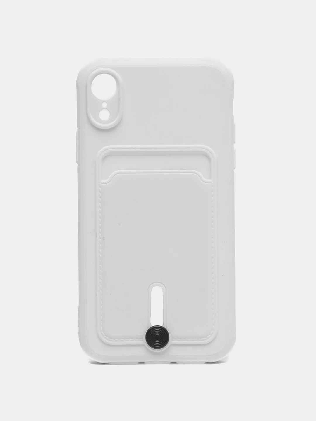 Белый силиконовый чехол для iPhone XR (Айфон ХР) с карманом для карт, чехол на айфон