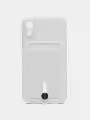 Белый силиконовый чехол для iPhone XR (Айфон ХР) с карманом для карт, чехол на айфон