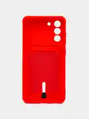 Красный чехол для Samsung Galaxy S21 FE, S21FE (Самсунг С21 ФЕ, С21ФЕ) силиконовый, с карманом