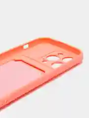 Пастельно-коралловый силиконовый чехол для iPhone 14 Pro (Айфон 14 Про), с карманом для карт, чехол на айфон
