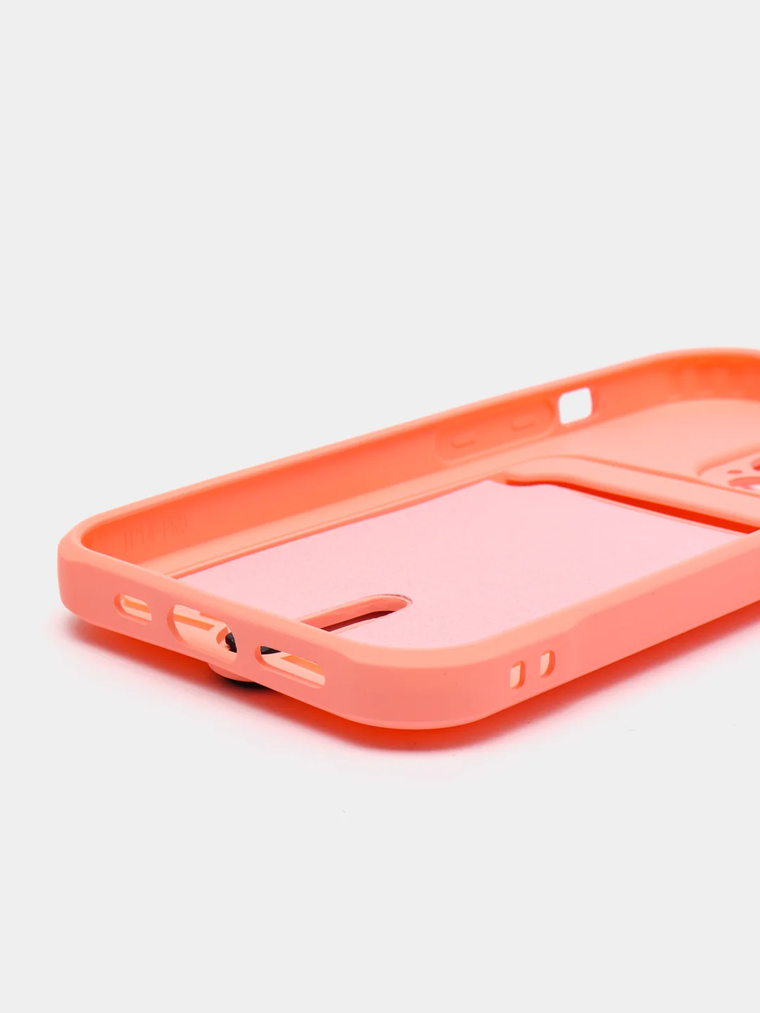 Пастельно-коралловый силиконовый чехол для iPhone 14 Pro (Айфон 14 Про), с карманом для карт, чехол на айфон