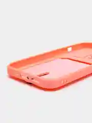 Пастельно-коралловый силиконовый чехол для iPhone 14 Pro (Айфон 14 Про), с карманом для карт, чехол на айфон