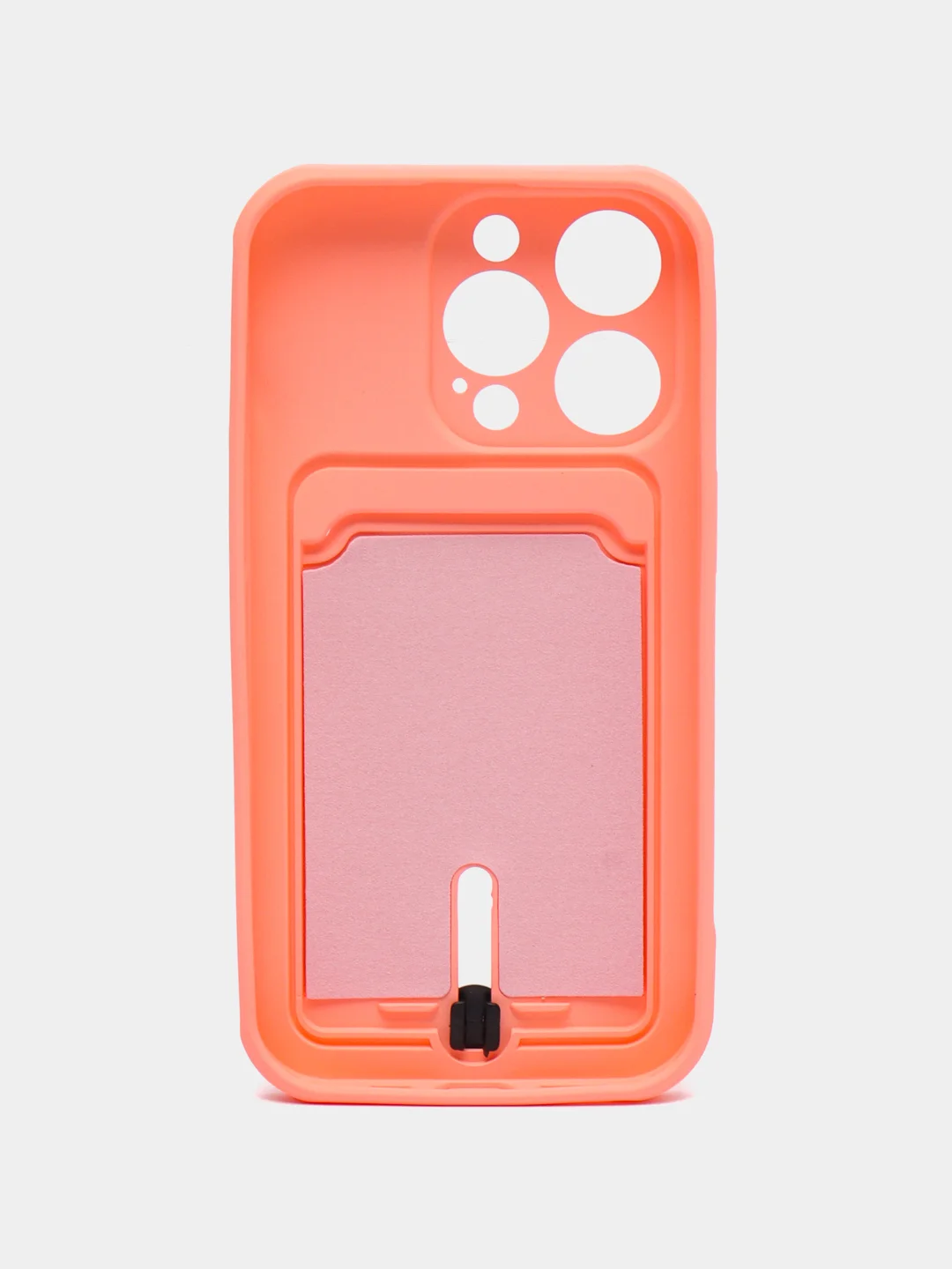 Пастельно-коралловый силиконовый чехол для iPhone 14 Pro (Айфон 14 Про), с карманом для карт, чехол на айфон