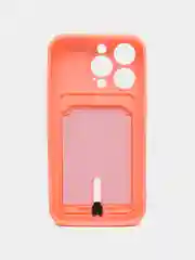 Пастельно-коралловый силиконовый чехол для iPhone 14 Pro (Айфон 14 Про), с карманом для карт, чехол на айфон