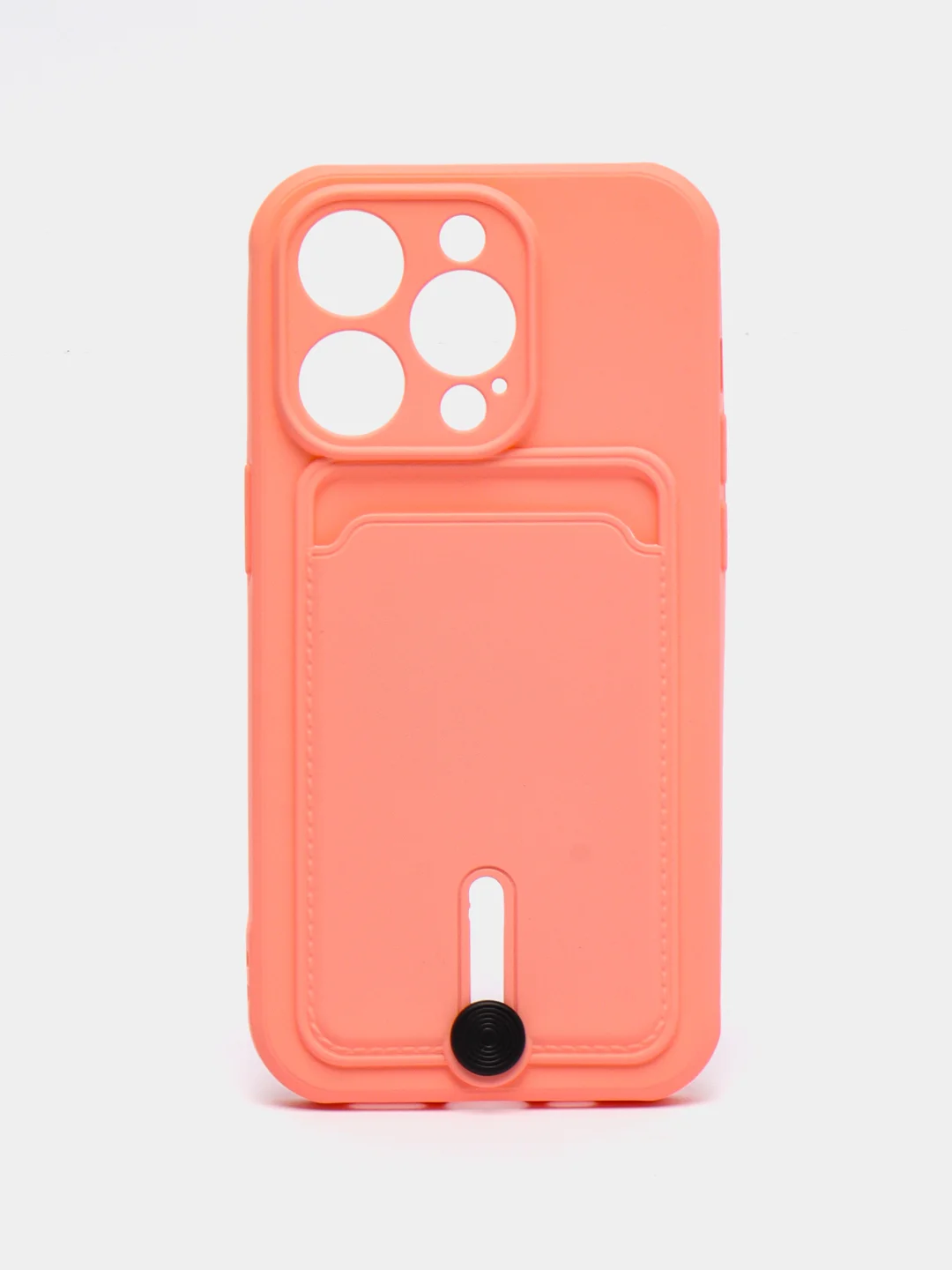 Пастельно-коралловый силиконовый чехол для iPhone 14 Pro (Айфон 14 Про), с карманом для карт, чехол на айфон