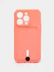 Пастельно-коралловый силиконовый чехол для iPhone 14 Pro (Айфон 14 Про), с карманом для карт, чехол на айфон