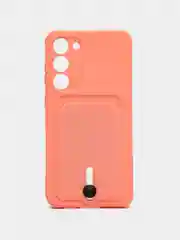 Пастельно-коралловый силиконовый чехол для Samsung Galaxy S23 Plus, S23+ (Самсунг Галакси С23 Плюс), с карманом