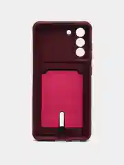 Тёмно-бордовый чехол для Samsung Galaxy S21 FE, S21FE (Самсунг С21 ФЕ, С21ФЕ) силиконовый, с карманом