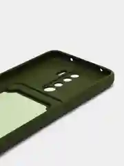 Тёмно-зелёный чехол для Samsung Galaxy S23 Ultra (Самсунг Галакси С23 Ультра), силиконовый, с карманом