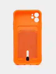 Оранжевый силиконовый чехол для Apple  iPhone 11 (Айфон 11), чехол на айфон 11 с карманом
