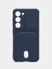 Темно-синий чехол силиконовый на Samsung Galaxy S23 (Самсунг Галакси С23), с карманом