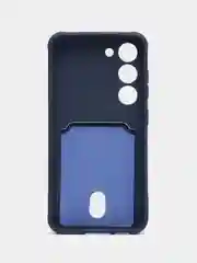 Темно-синий чехол силиконовый на Samsung Galaxy S23 (Самсунг Галакси С23), с карманом
