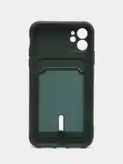 Тёмно-зелёный силиконовый чехол для Apple  iPhone 11 (Айфон 11), чехол на айфон 11 с карманом